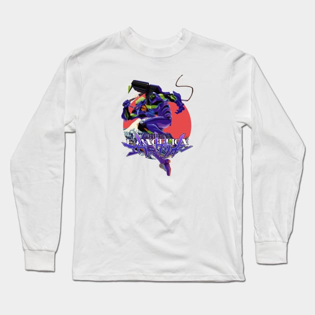 Eva 01 the greatwave Long Sleeve T-Shirt by mrcatguys